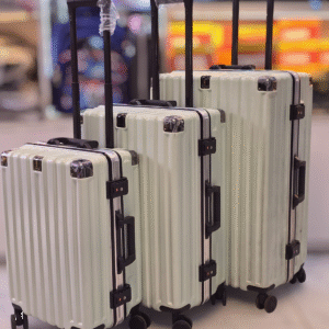 VENTUMAN 3-in-1 Executive Aluminium Travel Suitcase Set – Zipless Design, Safety Pin Lock, Strong Handle- White colour