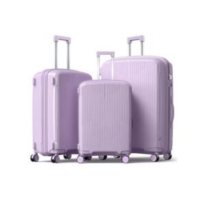 Trivana™ 3-in-1 Executive Rubber Travel Suitcase Set- Large 23kg Medium 15kg Small 10kg- Purple Colour