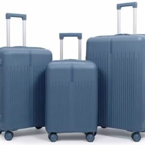 Trivana™ 3-in-1 Executive Rubber Travel Suitcase Set- Large 23kg Medium 15kg Small 10kg- Blue Colour