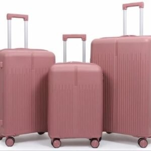 Trivana™ 3-in-1 Executive Rubber Travel Suitcase Set- Large 23kg Medium 15kg Small 10kg- Peach Colour