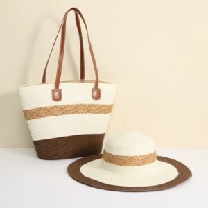 Soléa™ Summer Straw Beach Bag & Hat Set/Birthday gift set for Wife mother niece colleague sister friend -A