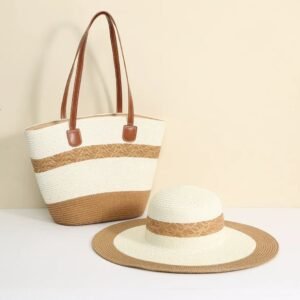 Soléa™ Summer Straw Beach Bag & Hat Set/Birthday gift set for Wife mother niece colleague sister friend -B