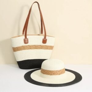 Soléa™ Summer Straw Beach Bag & Hat Set/Birthday gift set for Wife mother niece colleague sister friend -C