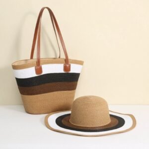 Soléa™ Summer Straw Beach Bag & Hat Set/Birthday gift set for Wife mother niece colleague sister friend -E