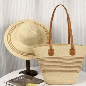 Soléa™ Summer Straw Beach Bag & Hat Set/Birthday gift set for Wife mother niece colleague sister friend -I