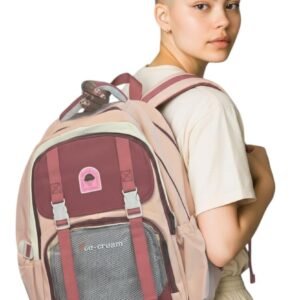 Premium School Bag for Kids & Teens – “Ice Cream” Design | Ideal Birthday, Corporate & Secret Santa Gift | Ventuman- Peach colour