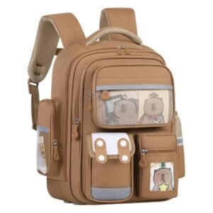 Executive Multi-Pocket School Bag for Kids – Ages 5–13 | Durable, Padded & Unisex | Ventuman- Chocolate colour