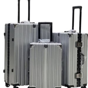 VENTUMAN 3-in-1 Executive Aluminium Travel Suitcase Set – Zipless Design, Safety Pin Lock, Strong Handle- Silver Grey colour