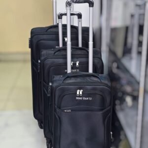 3-in-1 Heavy-Duty Travel Suitcase Set – Cabin, Medium & Large Sizes | Pinlock, Durable Zippers & Handles | Ventuman- Black colour