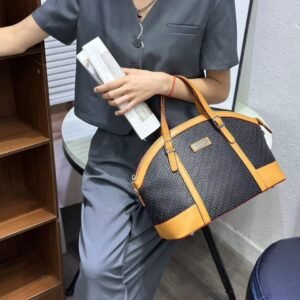 Zoey Medium Handbag for Women – Office-Ready, Textured Finish, Shoulder Strap & Top Handle | Ideal Valentine’s, Anniversary & Wedding Gift | Ventuman- Light Brown and Black Colour